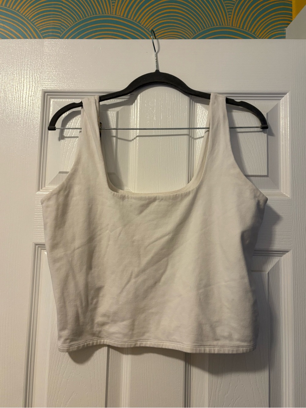 Abercrombie & Fitch White Scoop Neck Crop Tank